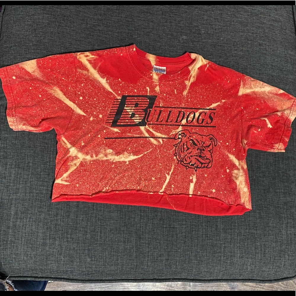Hand dyed bulldogs crop top vintage T